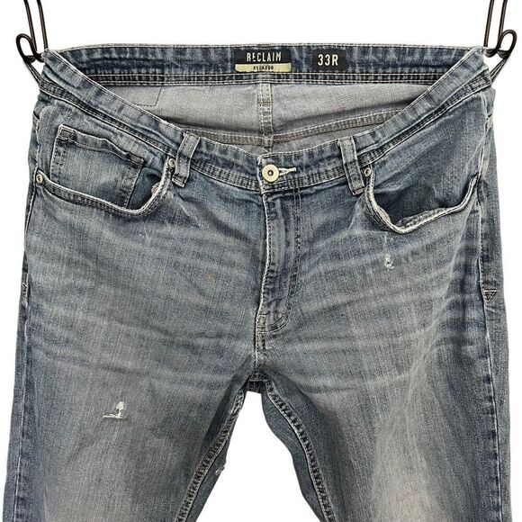 Reclaim Buckle Men’s Relaxed Jeans Size 33 R Regular Light Wash Distressed - Picture 3 of 10